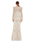 Women's Embellished Puff Sleeve V Neck Gown