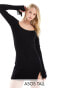 Фото #1 товара ASOS DESIGN Tall knitted mini dress with scoop neck and tie detail in black