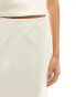 Forever New ruched satin co-ord midi skirt in butter bean ivory