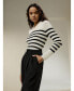ფოტო #3 პროდუქტის Women's Striped Ultra-fine Wool Sweater