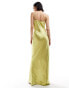 Pretty Lavish Keisha satin maxi dress in chartreuse