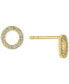 ფოტო #1 პროდუქტის Cubic Zirconia Circle Stud Earrings in Gold-Plated Sterling Silver, Created for Macy's