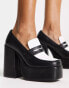 Daisy Street Exclusive platform heeled loafers in monochrome