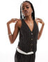 Фото #2 товара Extro & Vert fitted pinstripe waistcoat in black co-ord