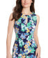 Фото #4 товара Women's Floral-Print Keyhole Fit & Flare Dress