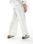 Фото #5 товара ASOS DESIGN Curve wide leg pull on trouser with linen in white