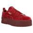 Puma Mayze Velvet Logo Platform Womens Red Sneakers Casual Shoes 384223-01