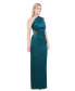 Фото #6 товара Women's Embellished One-Shoulder Satin Gown