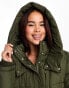 New Look mid length utility puffer coat in khaki