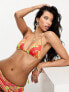 Фото #1 товара ASOS DESIGN triangle bikini top in bright retro floral print