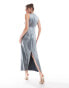 4th & Reckless satin racer neck maxi dress in steel grey