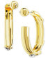 ფოტო #4 პროდუქტის Gold-Tone Crystal Bezel Medium Hoop Earrings, 1.4"