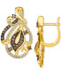 ფოტო #2 პროდუქტის Nude Diamond & Chocolate Diamond Openwork Filigree Drop Earrings (1-1/8 ct. t.w.) in 14k Gold