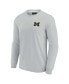 Фото #3 товара Men's and Women's Gray Michigan Wolverines Super Soft Long Sleeve T-shirt