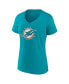 ფოტო #3 პროდუქტის Women's Tyreek Hill Aqua Miami Dolphins Player Icon Name and Number V-Neck T-shirt
