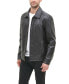 Men's Faux Leather Laydown Collar Jacket