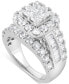 Фото #1 товара Diamond Princess Shaped Cluster Halo Triple Row Engagement Ring (4 ct. t.w.) in 14k White Gold