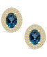 ფოტო #3 პროდუქტის London Topaz (2 ct. t.w.) and Diamond (1/2 ct. t.w.) Halo Stud Earrings in 14K Yellow Gold
