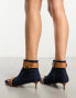 ASOS DESIGN Riley buckled kitten heel boots in blue denim