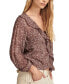 Women's Ruffled Button-Front Long-Sleeve Top