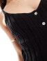 SNDYS knit rib button down cami top co-ord in black