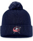 Фото #1 товара Men's Navy Columbus Blue Jackets Core Primary Logo Cuffed Knit Hat with Pom