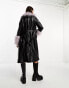 Фото #4 товара Violet Romance faux leather belted trench coat with faux fur trims in black