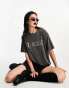 Фото #1 товара ASOS DESIGN Wednesday Addams oversized t-shirt with chrome licence graphic in washed charcoal