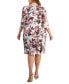 Фото #2 товара Plus Size Floral-Print 3/4-Sleeve Faux-Wrap Dress