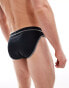 ASOS DESIGN stretch brief in black with white stitch detail