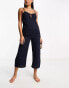 Фото #1 товара IIsla & Bird beach wide leg strappy jumpsuit in blackened pearl