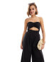 Фото #3 товара ASOS DESIGN bandeau twist front embroidered cutout jumpsuit in black