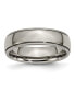 Фото #1 товара Titanium Polished Grooved and Beaded Edge Wedding Band Ring