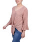 Фото #3 товара Petite 3/4 Bell Sleeve Textured Knit Top