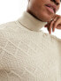 Фото #3 товара Only & Sons roll neck textured jumper in beige