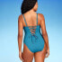 Фото #3 товара Women's Shaping Plunge High Leg One Piece Swimsuit - Shade & Shore Teal Blue M