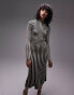 Topshop knitted stripe long sleeve midi dress in monochrome L - EU 44 - фото #4