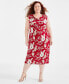 ფოტო #1 პროდუქტის Plus Size Printed Cowlneck Midi Dress