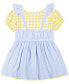 ფოტო #4 პროდუქტის Toddler Girls Check Jersey T-shirt Chambray Embroidered Jumper Set