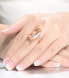 ფოტო #2 პროდუქტის Sterling Silver with Rose Gold Plated Champagne Radiant Cubic Zirconia Solitaire Accented with Clear Round Cubic Zirconias Cocktail Ring