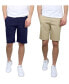 Men's 5 Pocket Flat Front Slim Fit Stretch Chino Shorts, Pack of 2