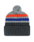 Фото #2 товара Men's Gray New York Mets Stack Cuffed Knit Hat with Pom