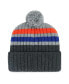 ფოტო #2 პროდუქტის Men's Gray New York Mets Stack Cuffed Knit Hat with Pom