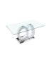 Фото #3 товара Contemporary Design Tempered Glass Dining Table With MDF Middle Support And Stainless Steel Base