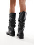 Фото #3 товара Stradivarius square toe slouch boot in black