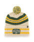 Фото #1 товара Men's Natural Oakland Athletics Home Patch Cuffed Knit Hat with Pom