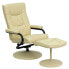 Фото #5 товара Contemporary Cream Leather Recliner And Ottoman With Leather Wrapped Base