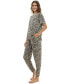 ფოტო #3 პროდუქტის Women's 2-Pc. Printed Jogger Pajamas Set