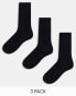 Фото #2 товара River Island 3 pack ankle socks in black