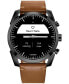 ფოტო #4 პროდუქტის Men's CZ Smart Hybrid Sport Brown Leather Strap Smart Watch 43mm